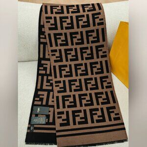Fendi Brown and Black Monogram Soft Muffler Scarf